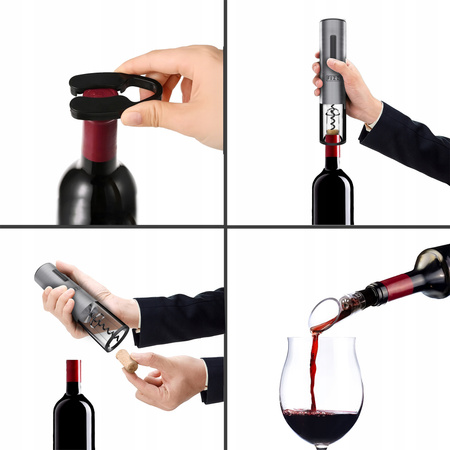 ELEKTRYCZNY KORKOCIĄG OTWIERACZ DO WINA FIZZ ZESTAW 4w1