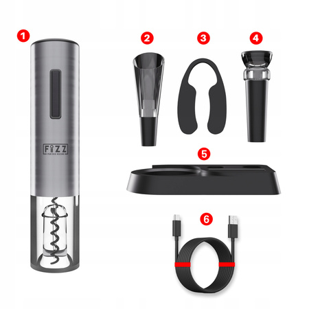 ELEKTRYCZNY KORKOCIĄG OTWIERACZ DO WINA FIZZ ZESTAW 4w1